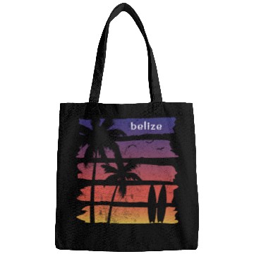 Discover Cool Belize Surfing Fan Beach Palm Tree Bags