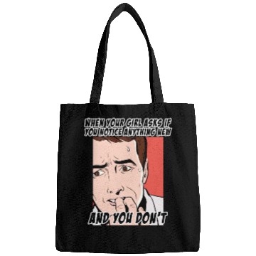 Discover Funny look at THE question that makes men scared Bags