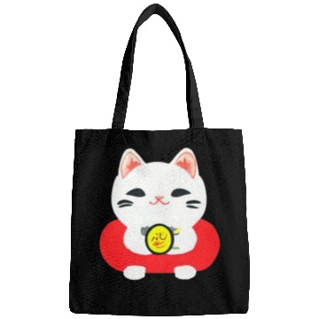 Discover Kawaii Maneki Neko Cat Illustration Bags