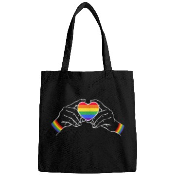 Discover Cool LGBTQ rainbow heart saying Bags