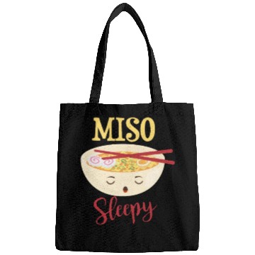 Discover Miso sleepy funny sushi soup motif Bags