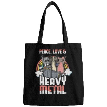 Discover Rock Love Peace Metal Kid Music Heavy Trash Racoon Bags