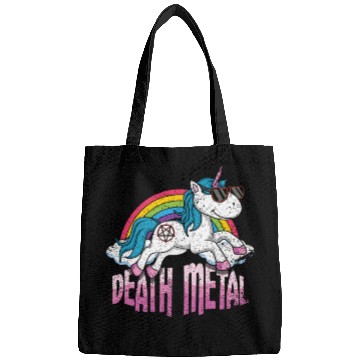 Discover Rainbow Unicorn Love Metal Music Heavy Rocker Bags