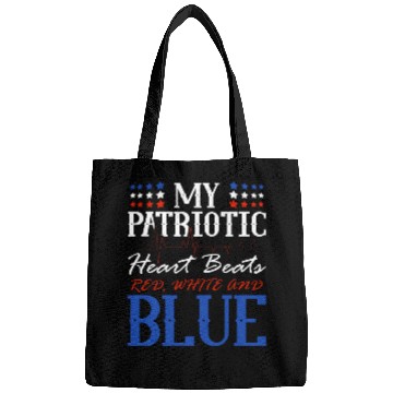 Discover My Patriotic Heart Beats Red White and Blue 4th Bags