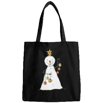 Discover funny snowman with mustache and carrot Bags