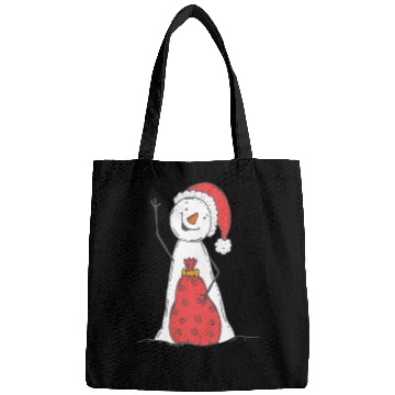 Discover funny snowman with mustache and carrot Bags