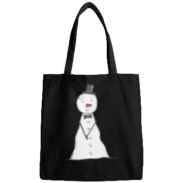 Discover funny snowman with mustache and carrot Bags