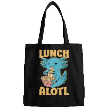 Discover Axolotl Eating Ramen Funny Lunchalotl Bags