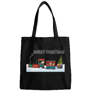 Discover Christmas Steam Train Santa Snowman Tree Bags