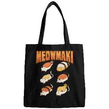 Discover Cat Sushi Meow Design for a Cat Lady or Cat Mom Bags