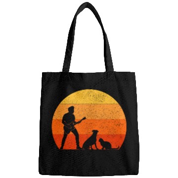 Discover Bass Guitar Player Musician Bassist Cat Dog Animal Bags