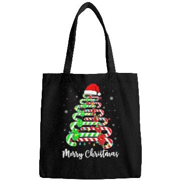 Discover Candy Cane Santa Hat Funny Xmas Tree Merry Bags
