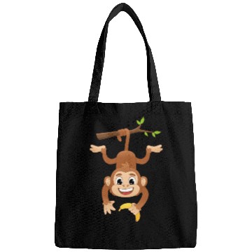 Discover Monkey Holding Banana On Tree Primate Gorilla ape Bags