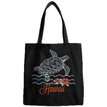 Discover Hawaii Sea Turtle Hibiscus Flowers Souvenir Bags