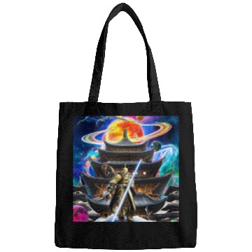 Discover Painting of a warrior fighting in an alien world. Bags