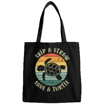 Discover Skip A Straw Save A Turtle Retro Sunset Sea Turtle Bags