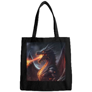 Discover Dark Fantasy fire breathing dragon version 2 Bags