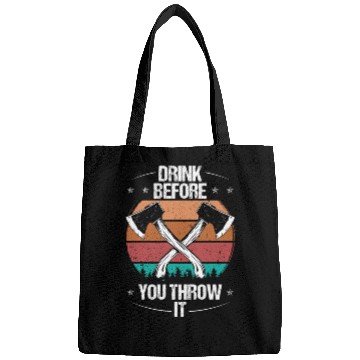 Discover Axe Throwing Drink Beer Drinking Thrower Quote Bags
