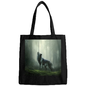 Discover Howling wolf at midnight Bags