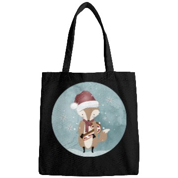 Discover cute fox for Christmas with candy cane Bags