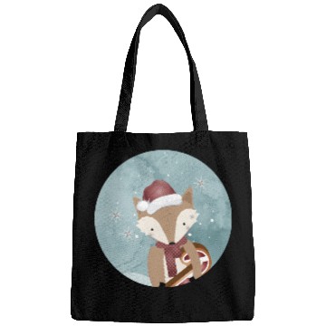 Discover cute fox for Christmas with Santa hat Bags