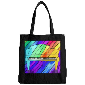 Discover piano in front of a colorful rainbow Bags