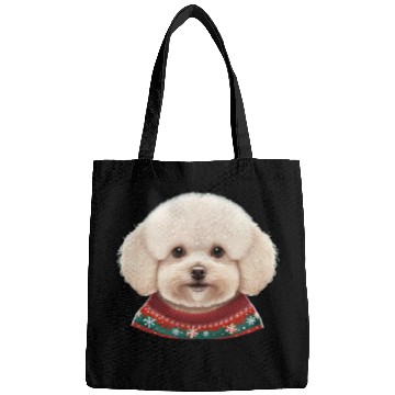 Discover Festive Bichon Frise in a Christmas Sweater Bags