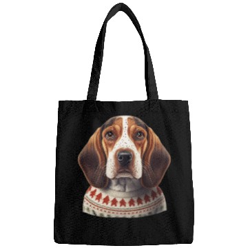 Discover Festive English Coonhound in a Christmas Sweater Bags