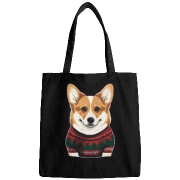 Discover Festive Welsh Corgi in a Christmas Sweater Bags