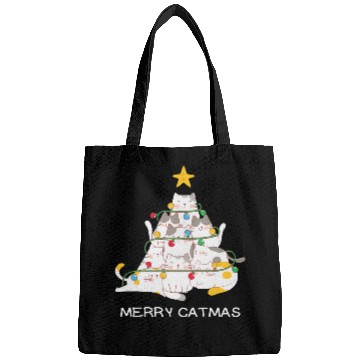 Discover Meowy And Bright Christmas Tree Lights Funny Meowy Bags