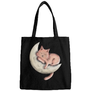 Discover cute cat on the moon digital art |cat lovers Bags