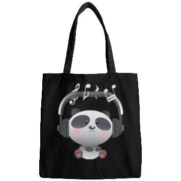 Discover Cute Panda listening music Bags