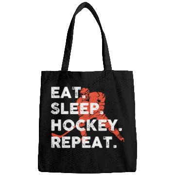 Discover Eat Sleep Hockey Repeat Hockey Funny Ice Hockey Bags