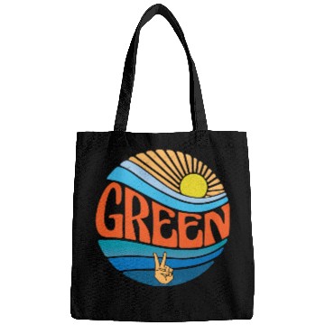 Discover Green Bags Vintage Sunset Green Groovy Tie Dye