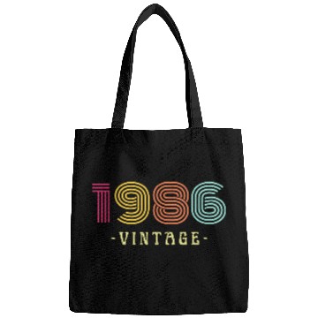 Discover Neon Rainbow Retro Birthday Year Vintage 1986 Bags