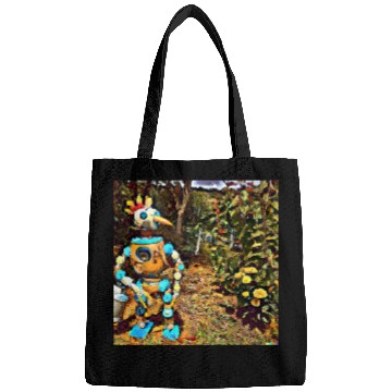 Discover a robot chicken in the garden van gogh style Bags