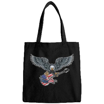 Discover Guitar Eagle USA Flag Patriotic Guitar Lovers US Bags