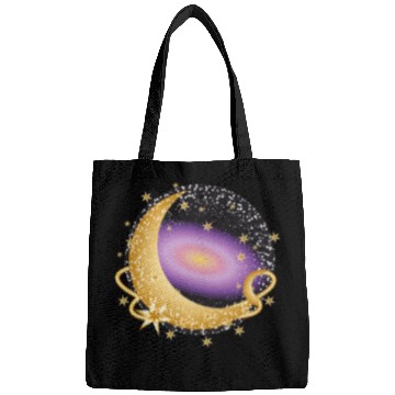 Discover glowing violet galaxy with moon and stars Bags