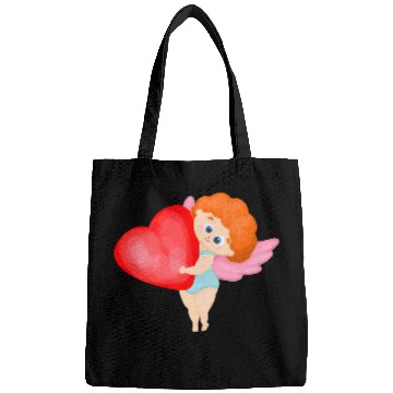 Discover Lovely cupids. Cupid with a red heart Bags
