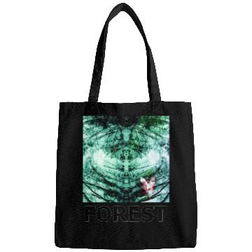 Discover Green forest mandala black Bags