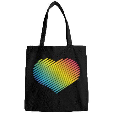 Discover Rainbow Heart (Love / Scribble / PNG) Bags