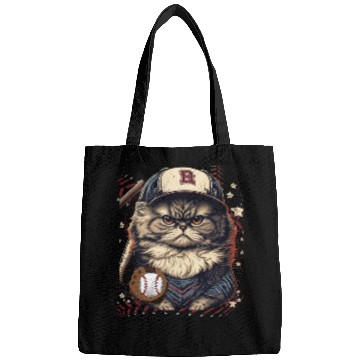 Discover Funny Cat Baseball - cat playing baseball Bags