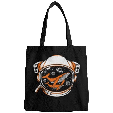 Discover Whales in astronaut helmet orange Bags