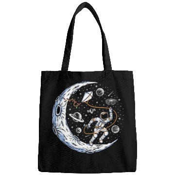 Discover Astronaut flying kite on moon Bags