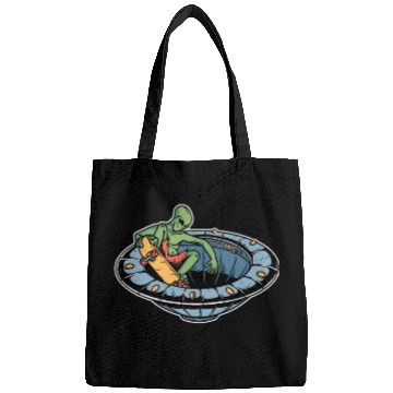 Discover Alien skateboarding on spaceship Bags