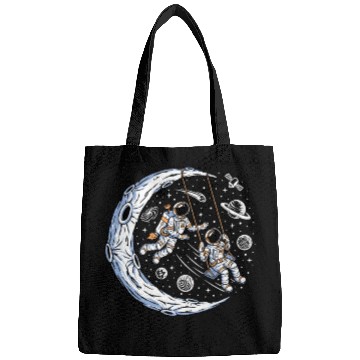 Discover Astronauts on swing on moon Bags