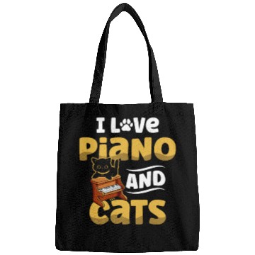 Discover I Love Piano And Cats Musician Pianist Cat Kitty Bags