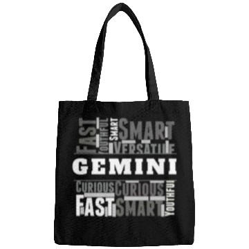 Discover Gemini Zodiac Star Sign Word Cloud Square Monochro Bags