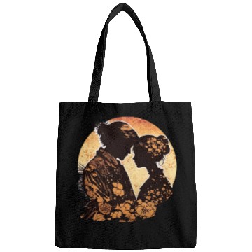 Discover Romantic Embrace, Ukiyo-E Valentine's Day Design, Bags