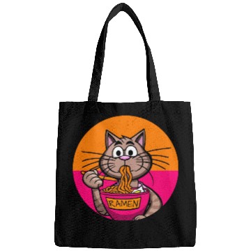 Discover Colorful Ramen Cat Orange and Pink Bags